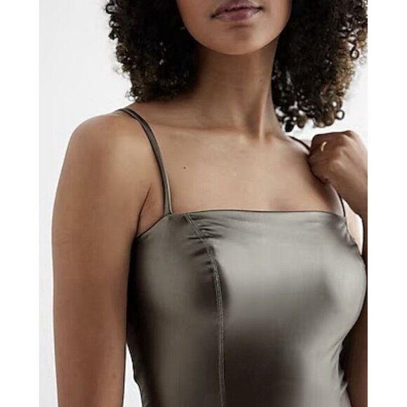 Express Womens Body Contour Metallic Faux Leather Cropped Cami XS NWT $54 - Picture 3 of 16